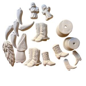 Southwestern Cowboy Bisque Ready to Paint Ceramic Decorations Lot of 25 2" - 4"